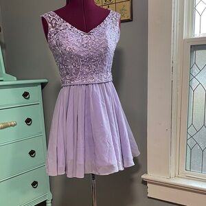 Chic Lilac Embroidered Mini Dress